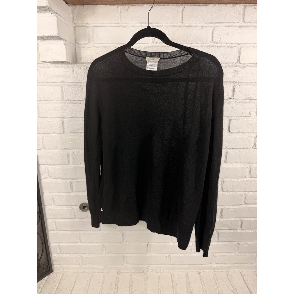 Lafayette 148 New York XL Black 100% Cashmere Sheer Lightweight Sweater
